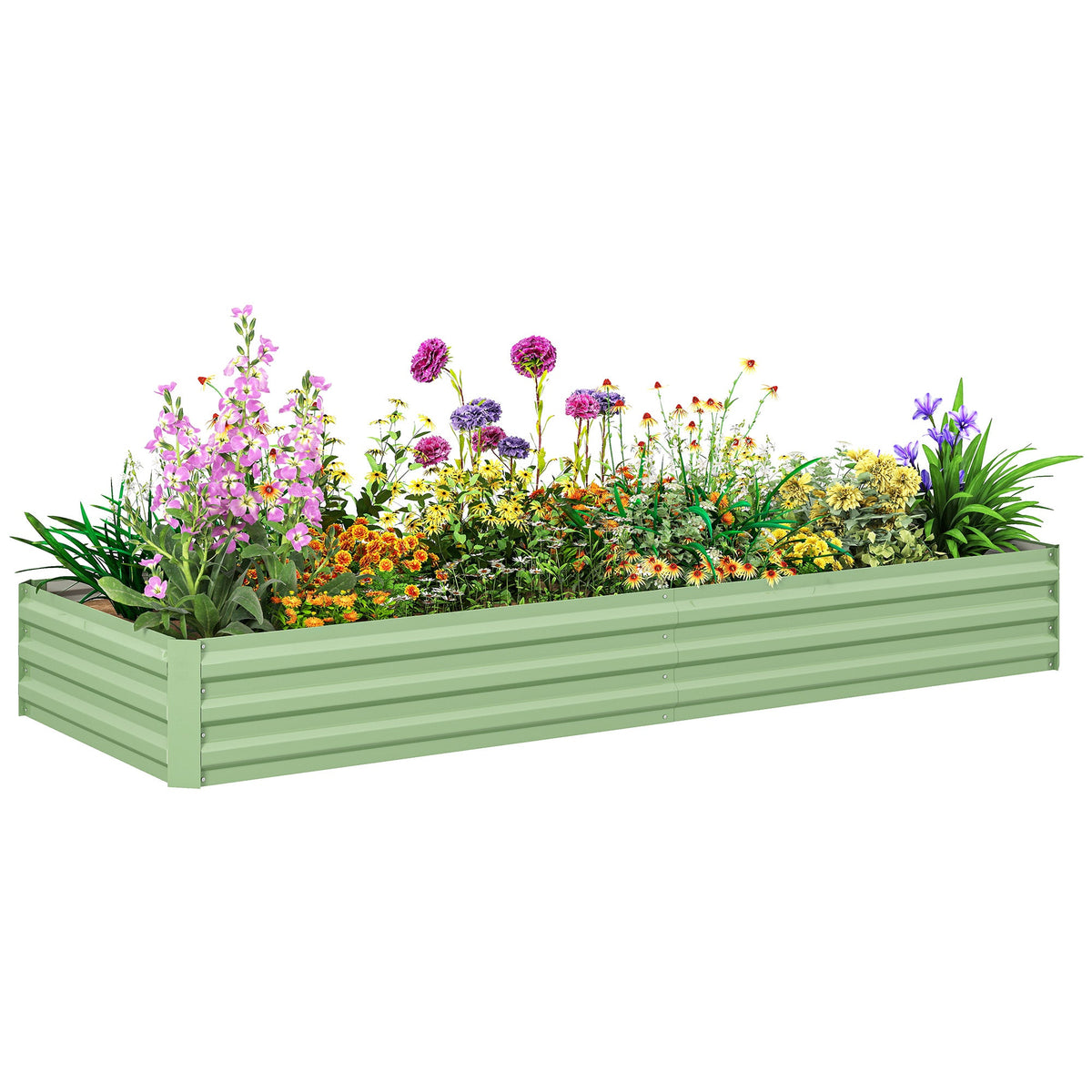 Galvanized Raised Garden Bed 8' x 3' x 1' for Vegetables, Flowers & Herbs, Light Green