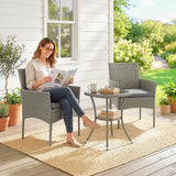3-Piece PE Rattan Bistro Set with Glass-Top Table & Cushions, Dark Grey