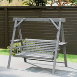 3 Seater Wooden Garden Swing Seat with Side Tables, Dark Grey