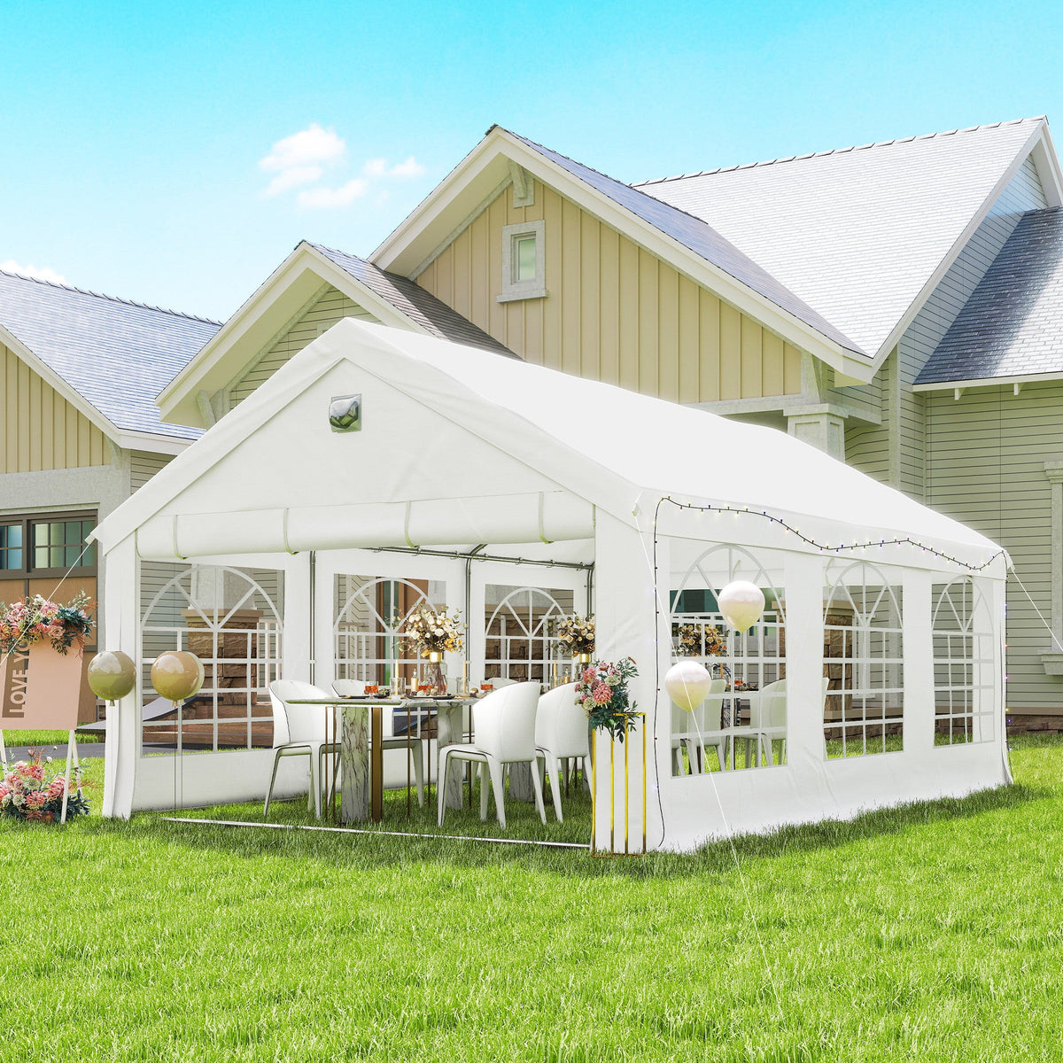 4 x 6 m Gazebo with 4 Removable Sidewalls, White