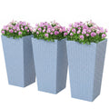 3 Piece 24" Tall Planters with Drainage Holes, Light Gray
