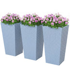 3 Piece 24" Tall Planters with Drainage Holes, Light Gray
