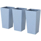 3 Piece 24" Tall Planters with Drainage Holes, Light Gray