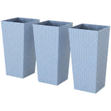 3 Piece 24" Tall Planters with Drainage Holes, Light Gray