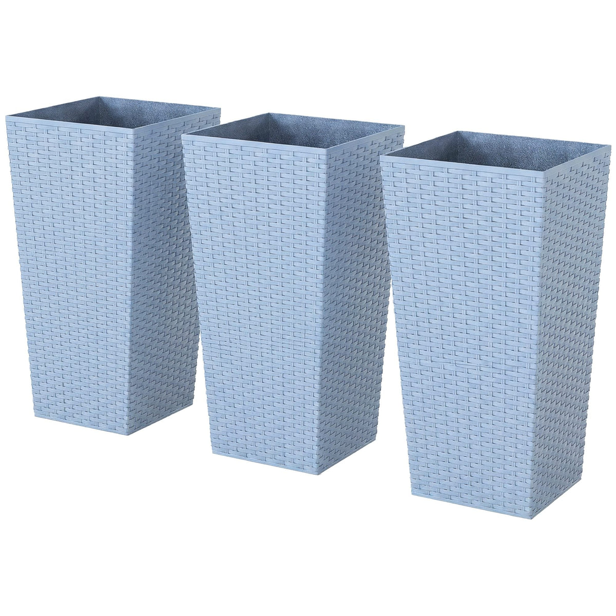 3 Piece 24" Tall Planters with Drainage Holes, Light Gray