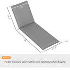 2-Piece Outdoor Lounge Chair Cushions, 76" x 23", Gray
