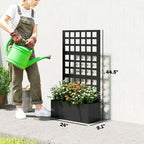 24" x 9" x 44.5" Raised Garden Bed with Trellis and Drainage, Black