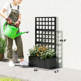 24" x 9" x 44.5" Raised Garden Bed with Trellis and Drainage, Black
