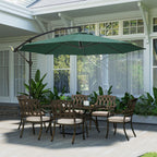 3 m Banana Parasol with Crank Handle, 8 Ribs & Cross Base, Dark Green