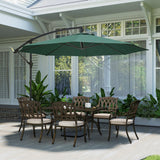 3 m Banana Parasol with Crank Handle, 8 Ribs & Cross Base, Dark Green
