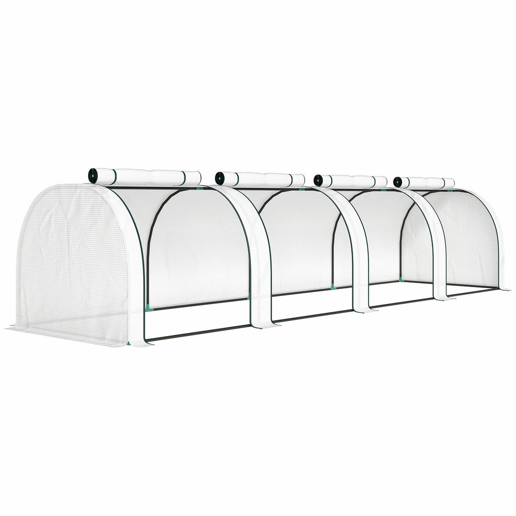 13' L x 3' W x 2.5' H Portable Tunnel Greenhouse, White
