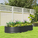 180 x 90 x 30 cm Galvanised Raised Garden Bed with Safety Edging, Dark Grey