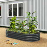 180 x 90 x 30 cm Galvanised Raised Garden Bed with Safety Edging, Dark Grey
