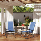 2-Piece Folding Outdoor Rocking Chairs, Dark Blue
