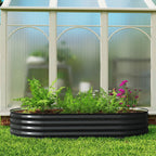 180 x 90 x 30 cm Galvanised Raised Garden Bed with Safety Edging, Dark Grey