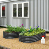 180 x 90 x 30 cm Galvanised Raised Garden Bed with Safety Edging, Dark Grey