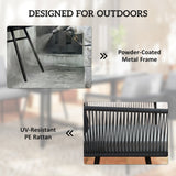 5 Piece Rattan Garden Dining Set with Stackable Chairs, Light Grey
