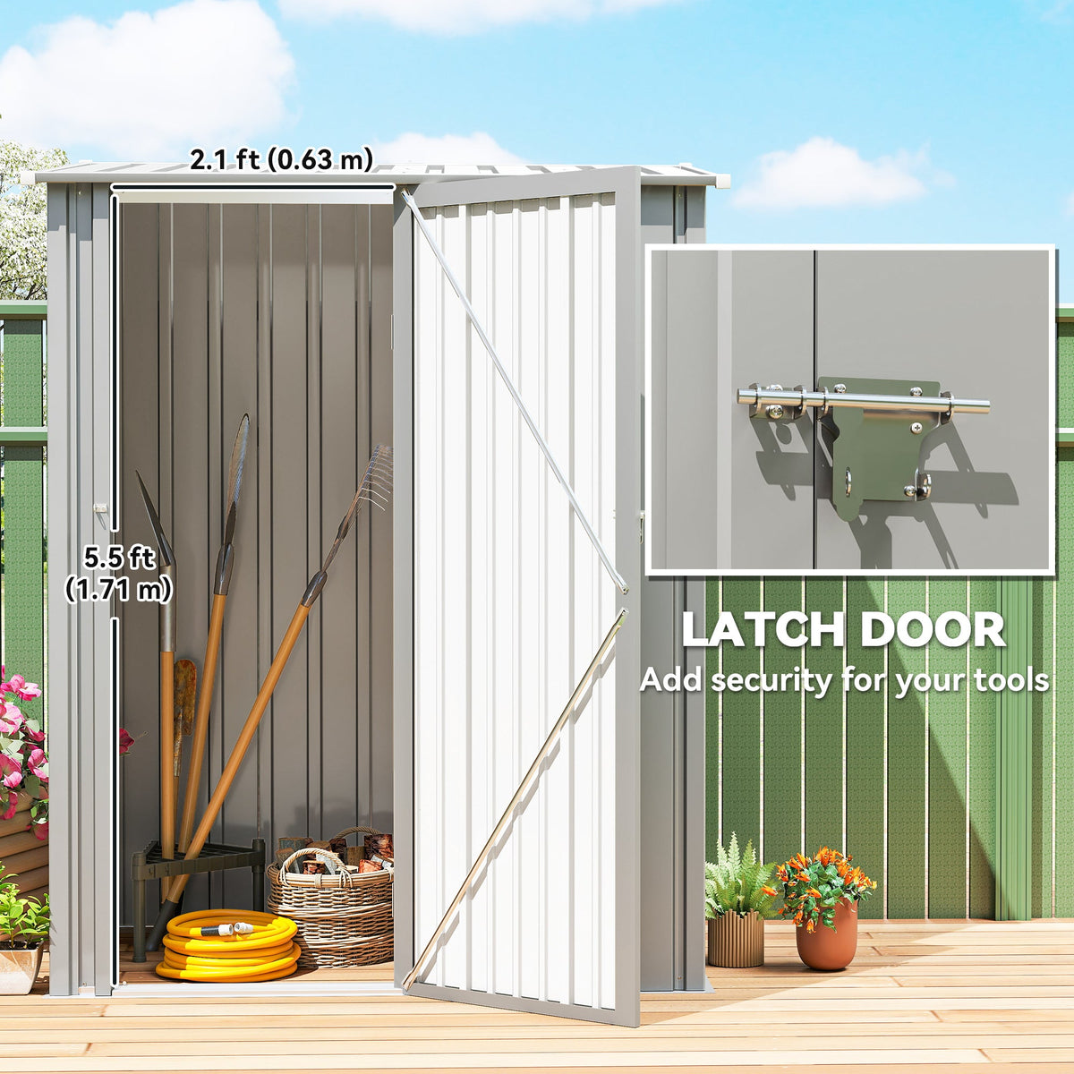 5ft x 3ft Garden Storage Shed with Sloped Roof and Lockable Door