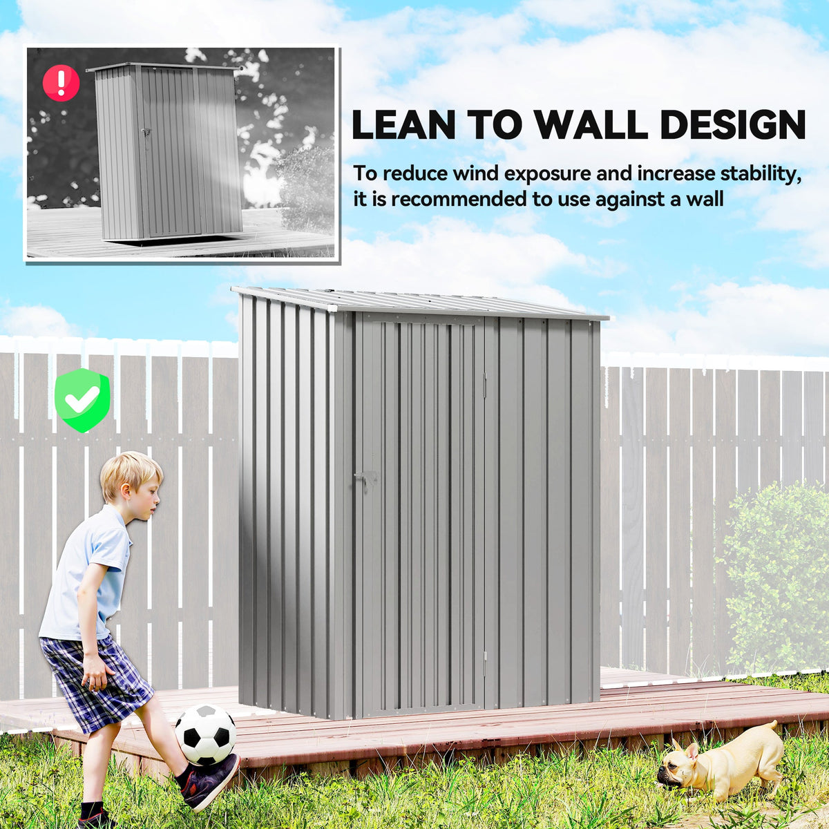 5ft x 3ft Garden Storage Shed with Sloped Roof and Lockable Door