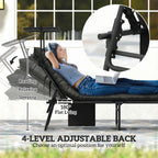 Folding Chaise Lounge Chair with Cushion, Sun Shade and Headrest, Dark Grey