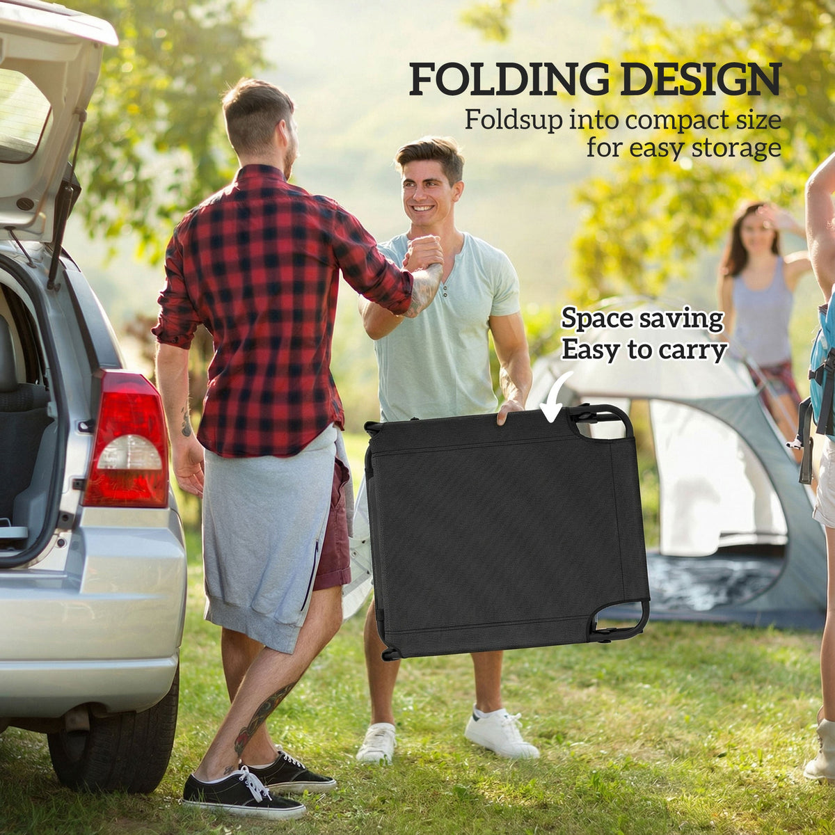Folding Chaise Lounge Chair with Cushion, Sun Shade and Headrest, Dark Grey