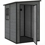 4 x 5FT Plastic Lean-to Garden Shed with Floor, Wood-Effect