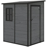 4 x 5FT Plastic Lean-to Garden Shed with Floor, Wood-Effect