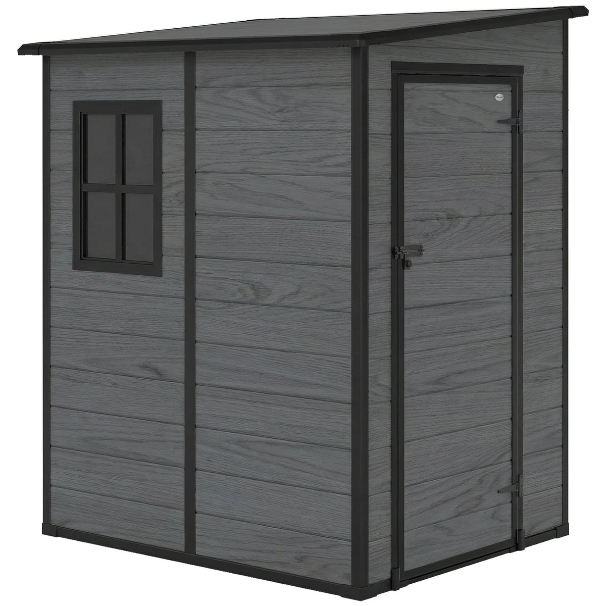 4 x 5FT Plastic Lean-to Garden Shed with Floor, Wood-Effect