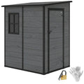 4 x 5FT Plastic Lean-to Garden Shed with Floor, Wood-Effect