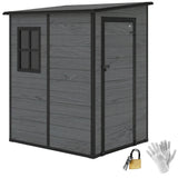4 x 5FT Plastic Lean-to Garden Shed with Floor, Wood-Effect
