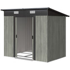 7 x 4 ft Lean-To Metal Shed with Foundation Kit for Bike & Mower, Light Grey