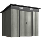 7 x 4 ft Lean-To Metal Shed with Foundation Kit for Bike & Mower, Light Grey