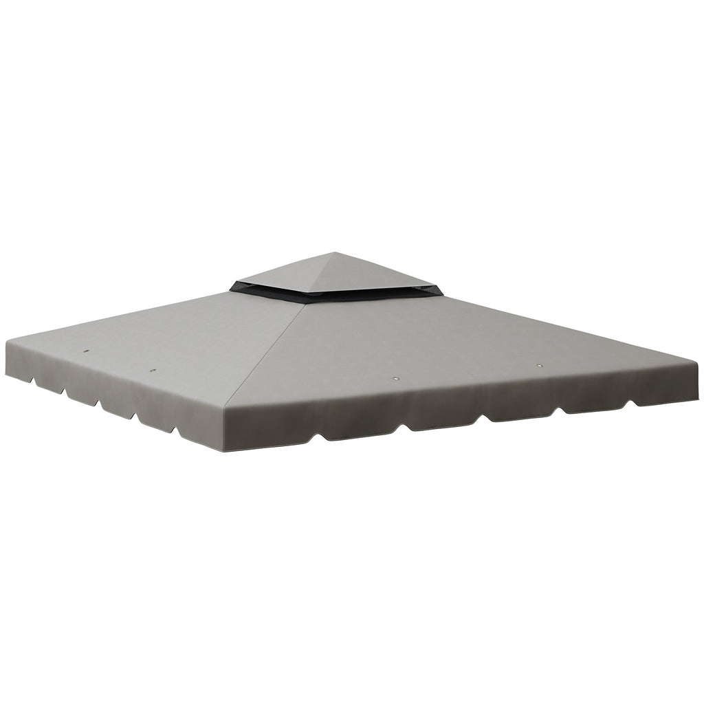 10' x 10' Gazebo Replacement Top with Double Vented Roof for Outdoor Patio Use, Light Gray