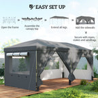 3 x 6 m Pop Up Gazebo with 6 Sidewalls, Wheeled Bag & Sandbags, Dark Grey