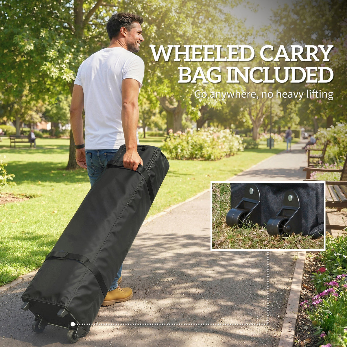 3 x 6 m Pop Up Gazebo with 6 Sidewalls, Wheeled Bag & Sandbags, Dark Grey