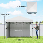 10' x 10' Pop Up Canopy Tent with Sidewalls and Roller Bag, White