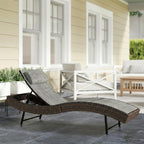 Rattan Sun Lounger with S-Shaped Seat and 5-Position Backrest, Brown