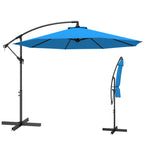 3 m Cantilever Parasol with Cross Base and Crank Handle, Blue