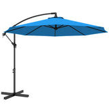 3 m Cantilever Parasol with Cross Base and Crank Handle, Blue