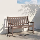 49" HDPE Garden Bench for 2-Person, 528 lbs Capacity, Brown