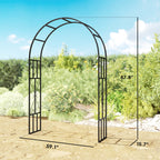 7.3ft Steel Garden Arch Trellis for Climbing Plants Roses Wisteria Vines, Black
