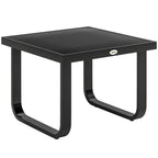 Metal Side Table with Tempered Glass Top & Adjustable Feet, 45x45x33 cm, Black
