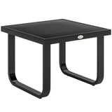 Metal Side Table with Tempered Glass Top & Adjustable Feet, 45x45x33 cm, Black