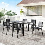 7pc Patio Dining Set with Expandable Table and Stackable Chairs, Black
