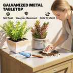 Wooden Garden Shed with Galvanised Top, Shelf and Door, Light Brown