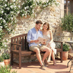 2 Seater Wooden Garden Bench with Armrests, Carbonised Finish