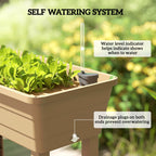 41L Self-Watering Raised Garden Bed with Lid and Shelf, Brown