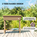 41L Self-Watering Raised Garden Bed with Lid and Shelf, Brown