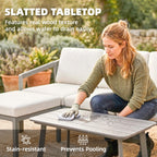 3 Piece Garden Furniture Set with Sofa, Footstool and Coffee Table, Grey