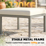 3 Piece Garden Furniture Set with Sofa, Footstool and Coffee Table, Grey